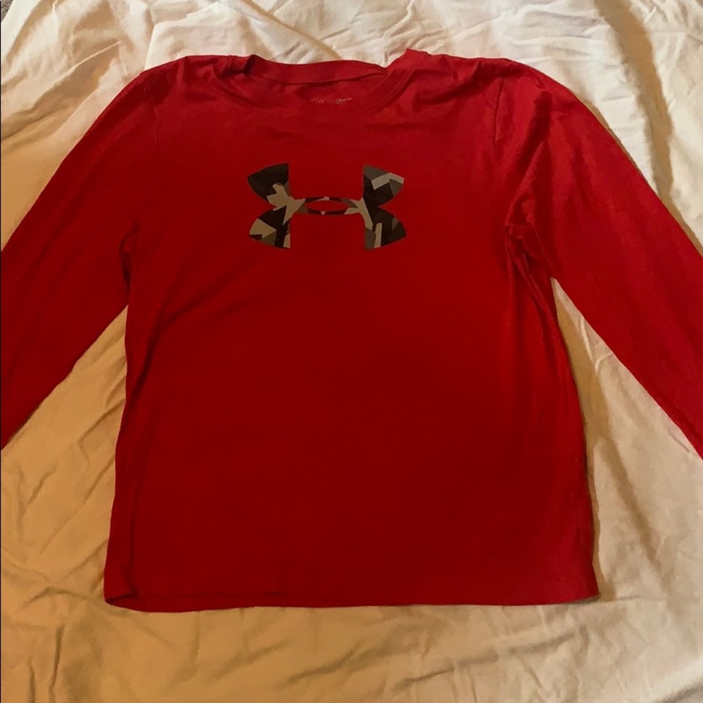 Red long sleeve shirt.